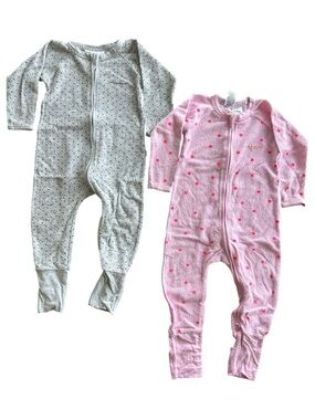 Bundle BONDS Australia Cozy Zipper Pajama One Piece Onesie Pink Gray Size 12-18M